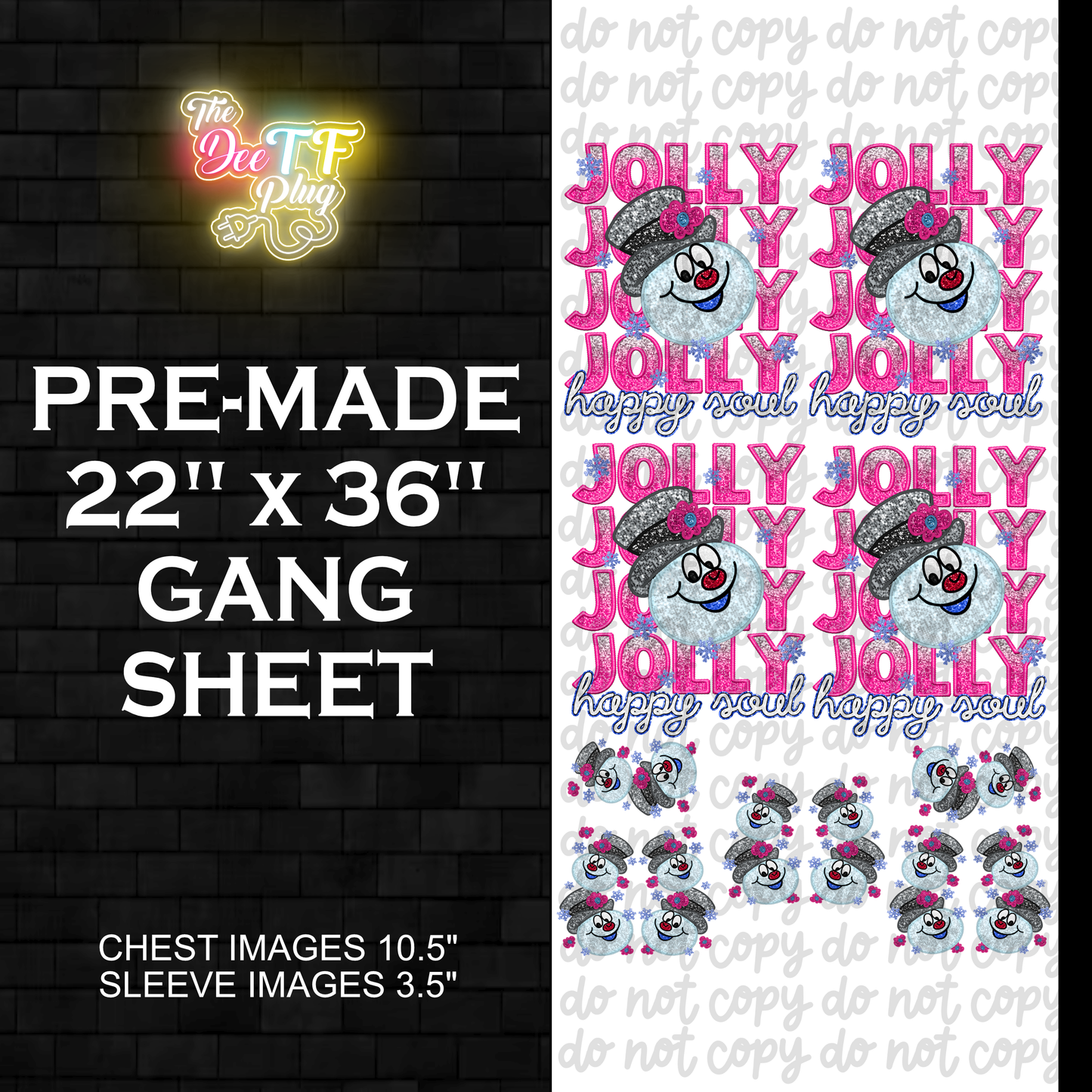 Premade DTF Gang Sheet | Frosty Jolly Happy Soul