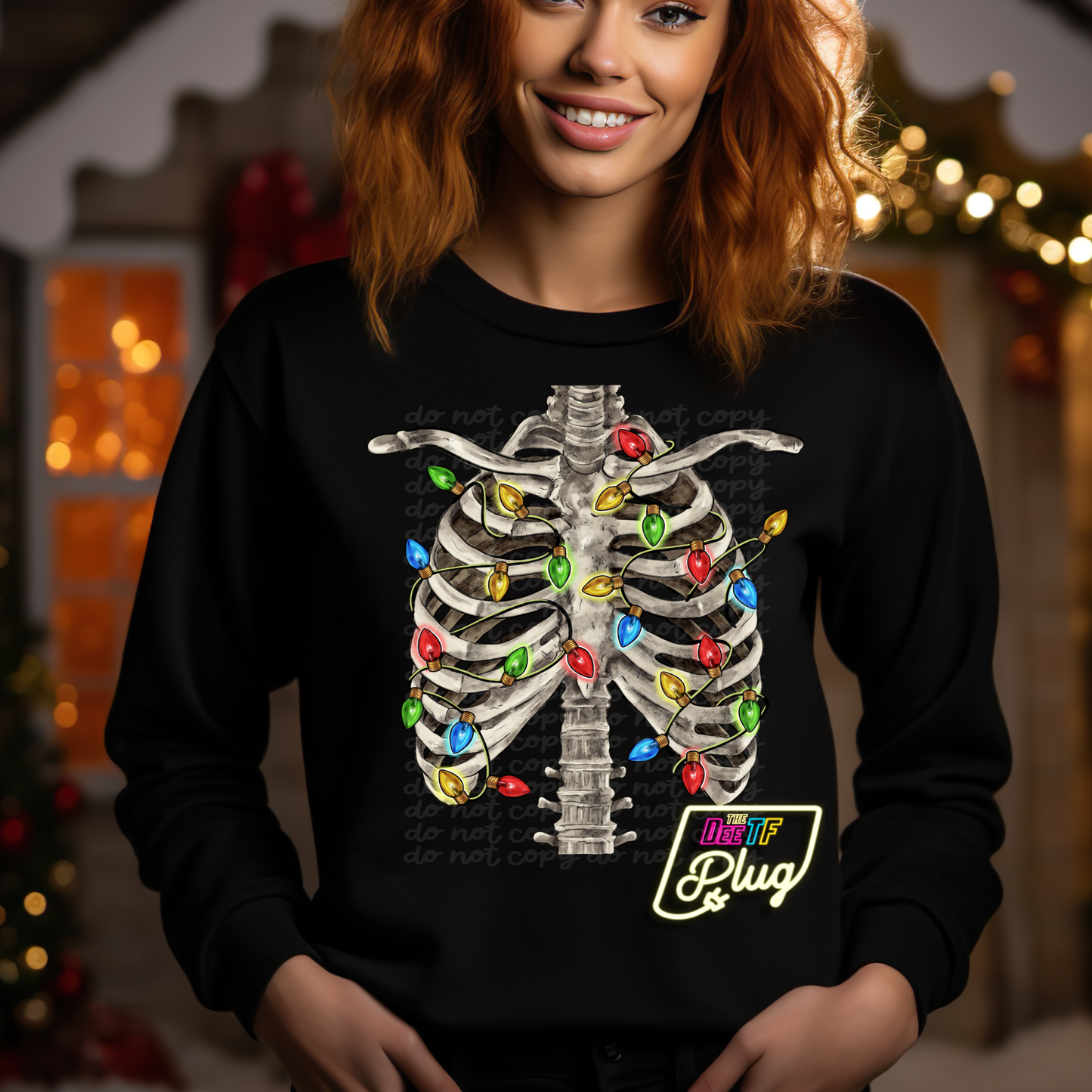 Christmas Lights Rib Cage - 11" DTF Transfer