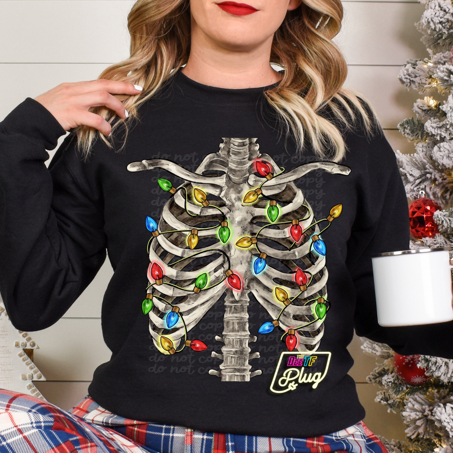 Christmas Lights Rib Cage - 11" DTF Transfer