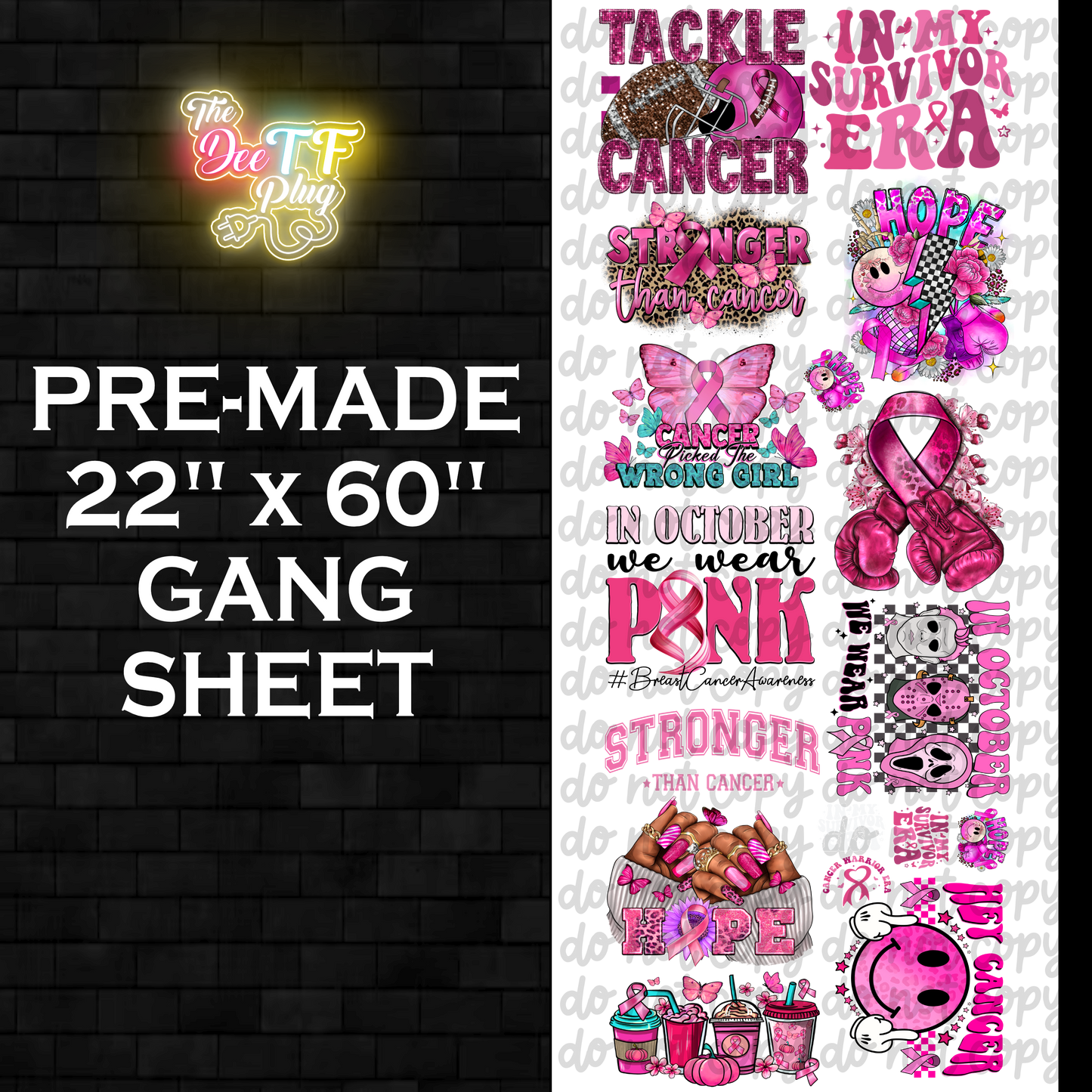 Breast Cancer Awareness Month Premade DTF Gang Sheet