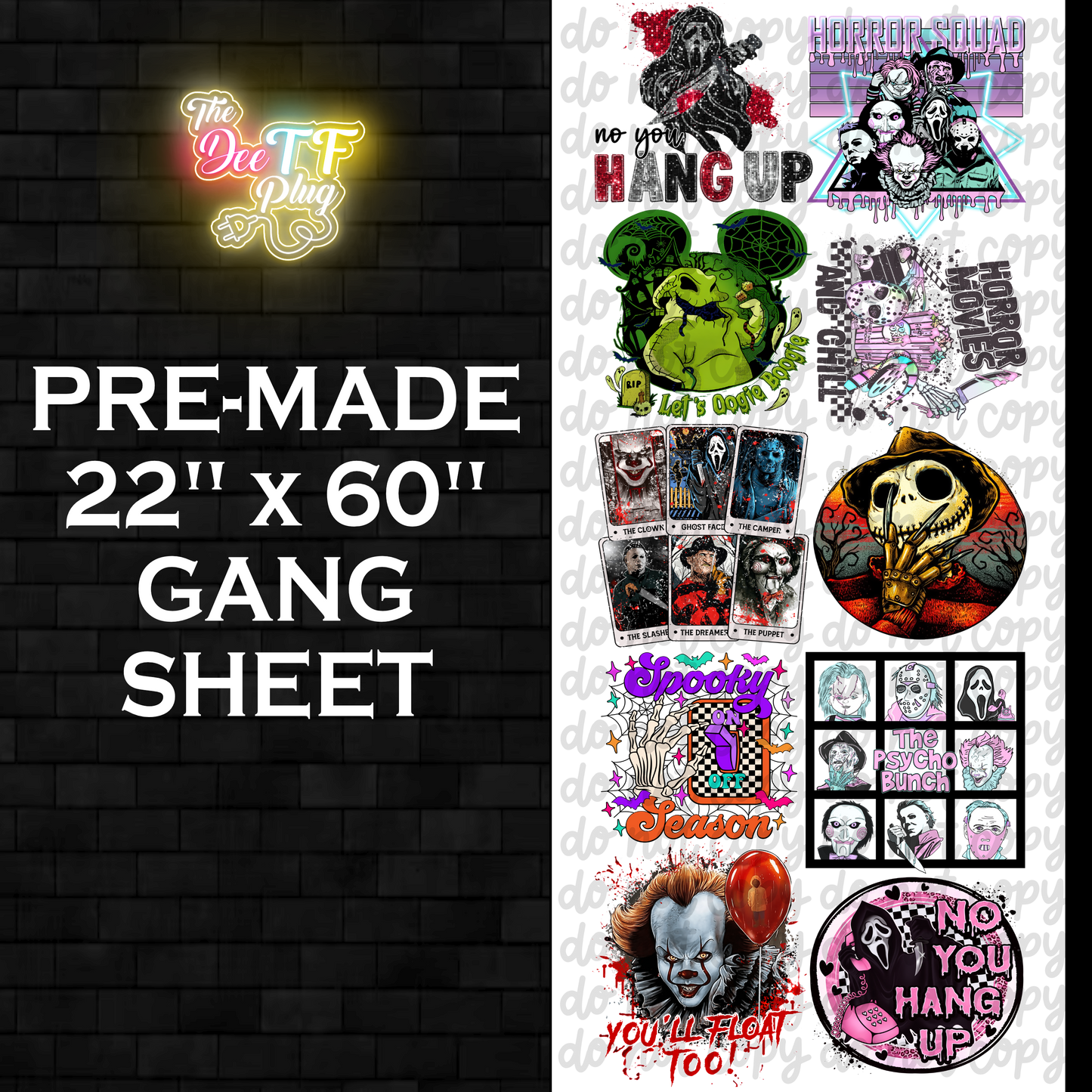 Premade DTF Gang Sheet | Horror/Halloween | Option 2