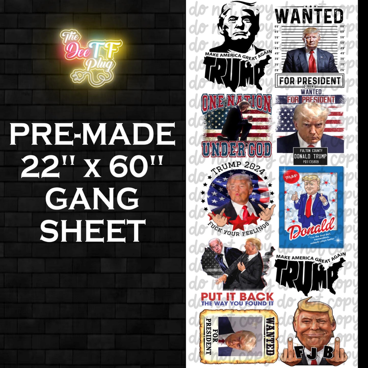 Premade DTF Gang Sheet | Trump 2024