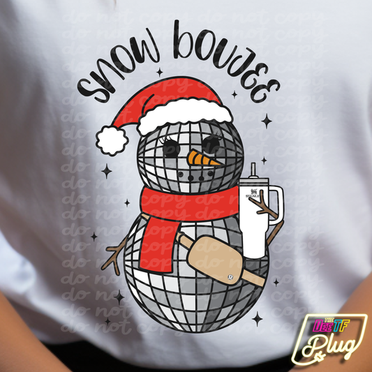 Snow boujee Disco Snowman - 9” DTF Transfer