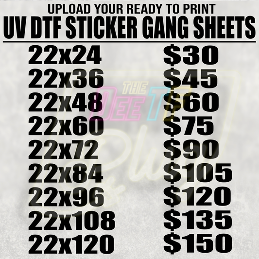 Upload Your "READY TO PRINT" UV DTF Sticker Gang Sheet File